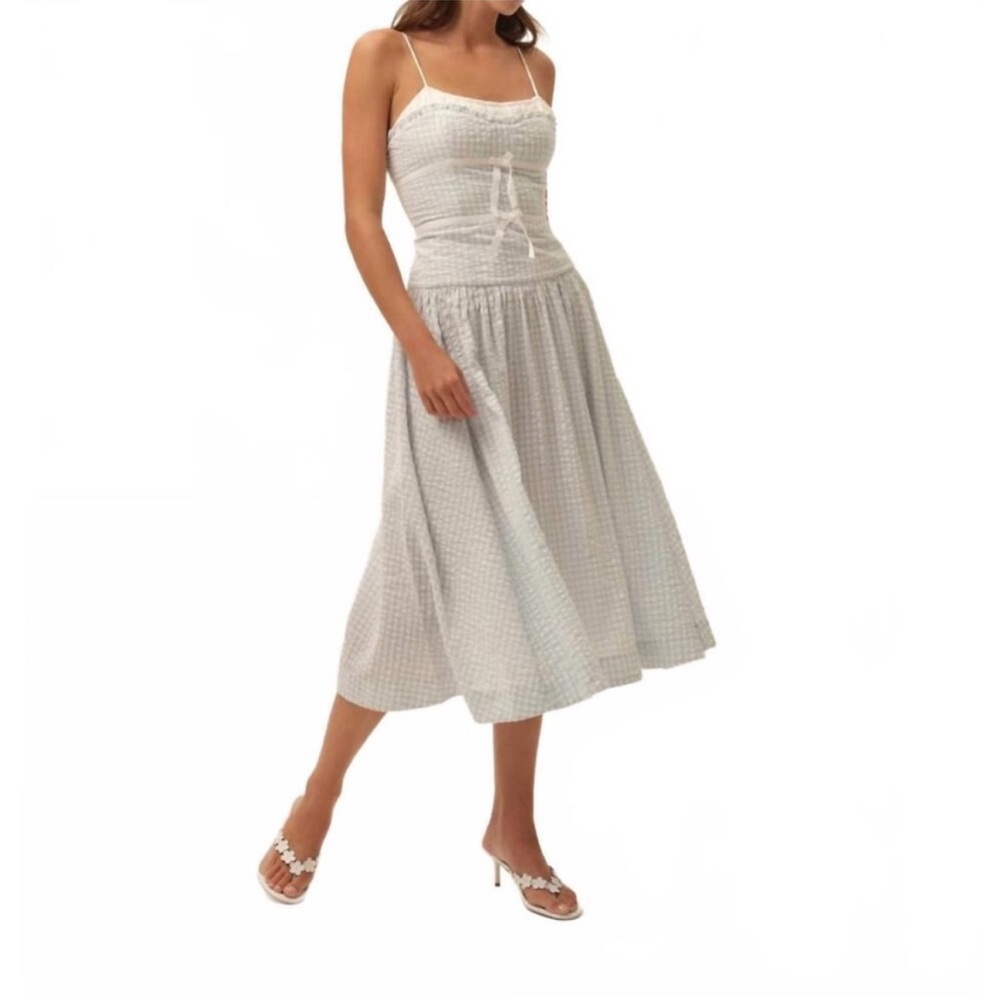 FOR LOVE and LEMONS georgia midi dress in blue gingham size small